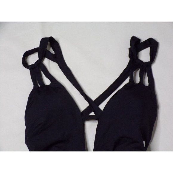 BECCA Color Code Skylar Plunge One-Piece Swimsuit Medium (8-10) Black NEW - Picture 6 of 7